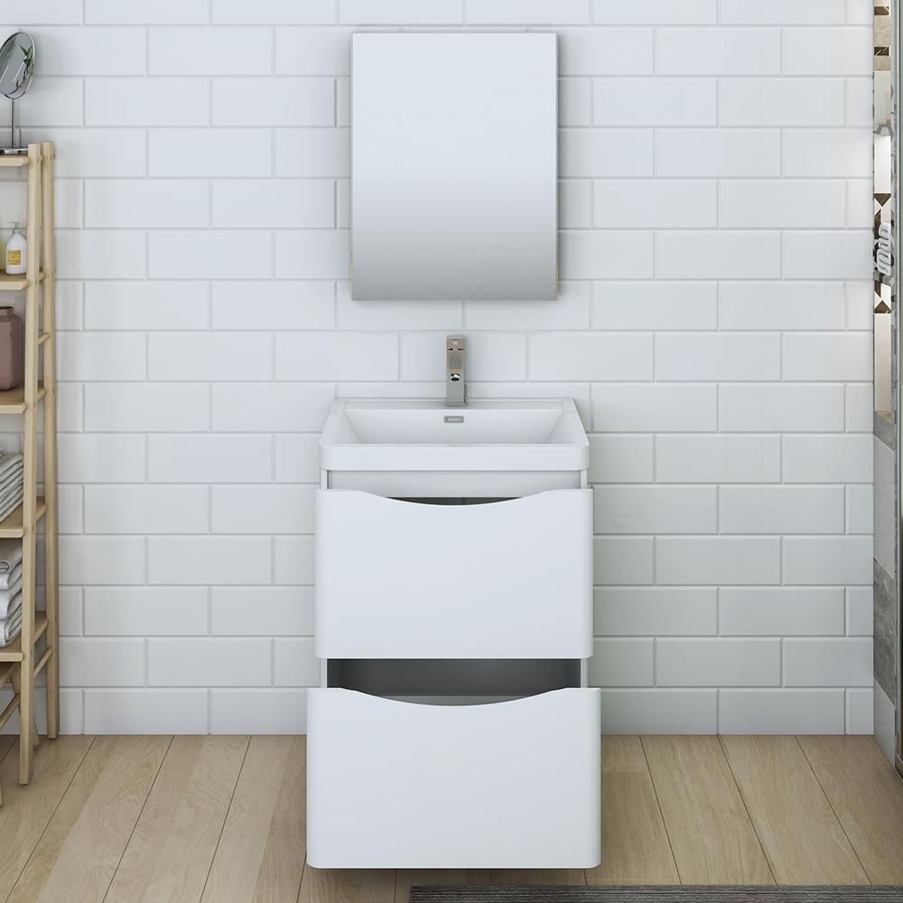 Fresca Tuscany 24" Glossy White Free Standing Modern Bathroom Vanity w/ Medicine Cabinet