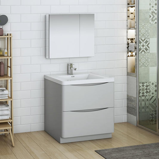 Fresca-Tuscany-32"-Glossy-Gray-Free-Standing-Modern-Bathroom-Vanity-w/-Medicine-Cabinet-(FVN9132GRG)