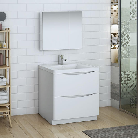 Fresca-Tuscany-32"-Glossy-White-Free-Standing-Modern-Bathroom-Vanity-w/-Medicine-Cabinet-(FVN9132WH)