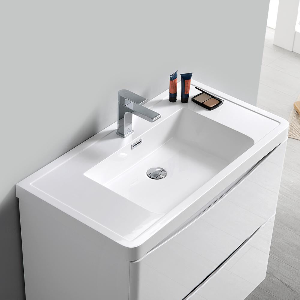 Fresca Tuscany 32" Glossy White Free Standing Modern Bathroom Vanity w/ Medicine Cabinet