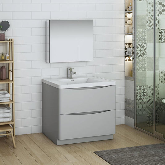 Fresca-Tuscany-36"-Glossy-Gray-Free-Standing-Modern-Bathroom-Vanity-w/-Medicine-Cabinet-(FVN9136GRG)