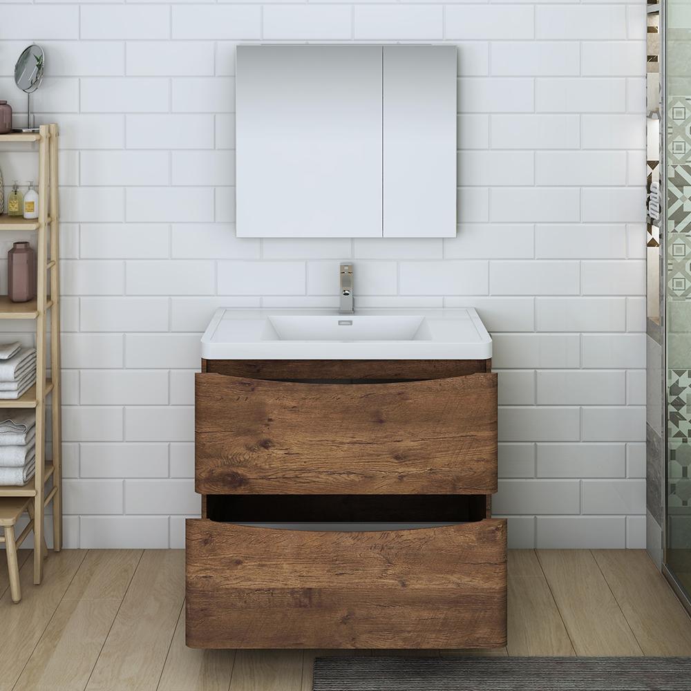 Fresca Tuscany 36" Rosewood Free Standing Modern Bathroom Vanity w/ Medicine Cabinet