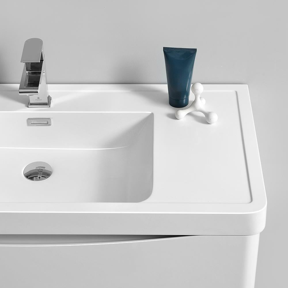 Fresca Tuscany 36" Glossy White Free Standing Modern Bathroom Vanity w/ Medicine Cabinet