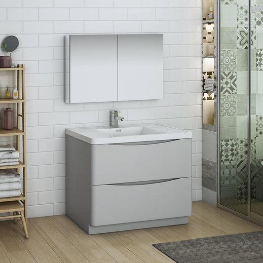 Fresca-Tuscany-40"-Glossy-Gray-Free-Standing-Modern-Bathroom-Vanity-w/-Medicine-Cabinet-(FVN9140GRG)