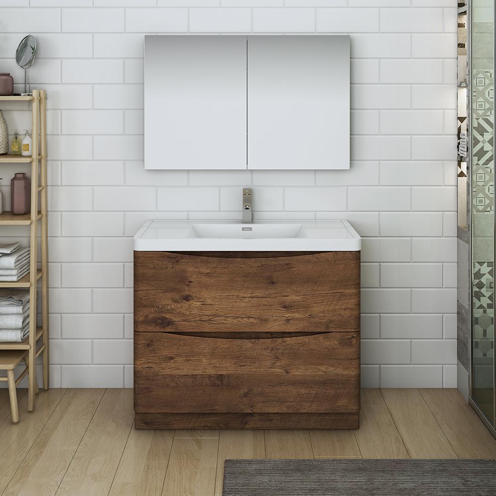 Fresca Tuscany 40" Rosewood Free Standing Modern Bathroom Vanity w/ Medicine Cabinet