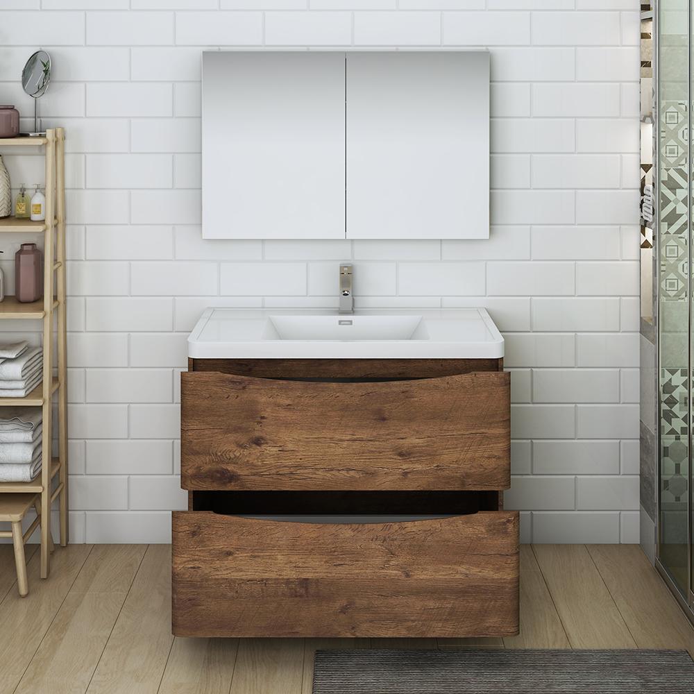 Fresca Tuscany 40" Rosewood Free Standing Modern Bathroom Vanity w/ Medicine Cabinet