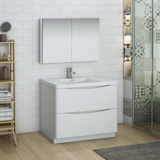Fresca-Tuscany-40"-Glossy-White-Free-Standing-Modern-Bathroom-Vanity-w/-Medicine-Cabinet-(FVN9140WH)