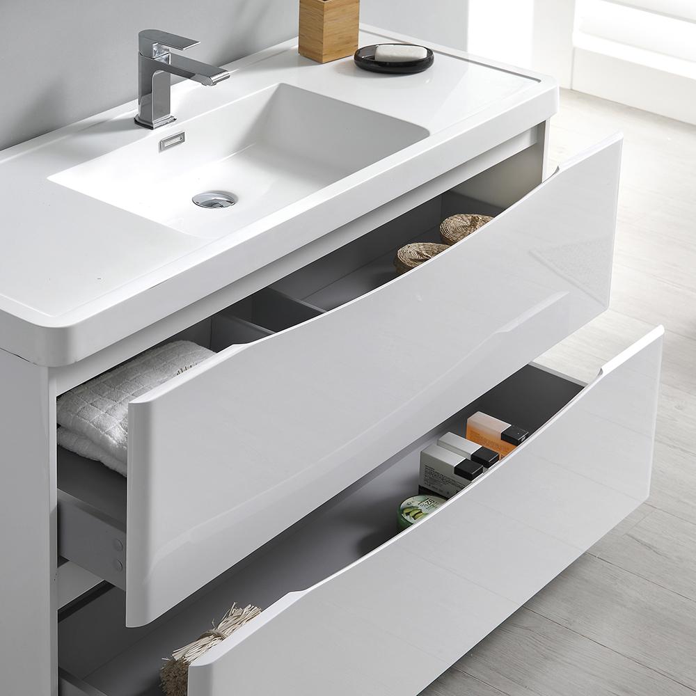 Fresca Tuscany 40" Glossy White Free Standing Modern Bathroom Vanity w/ Medicine Cabinet