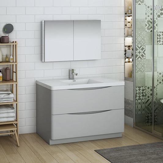 Fresca-Tuscany-48"-Glossy-Gray-Free-Standing-Modern-Bathroom-Vanity-w/-Medicine-Cabinet-(FVN9148GRG)