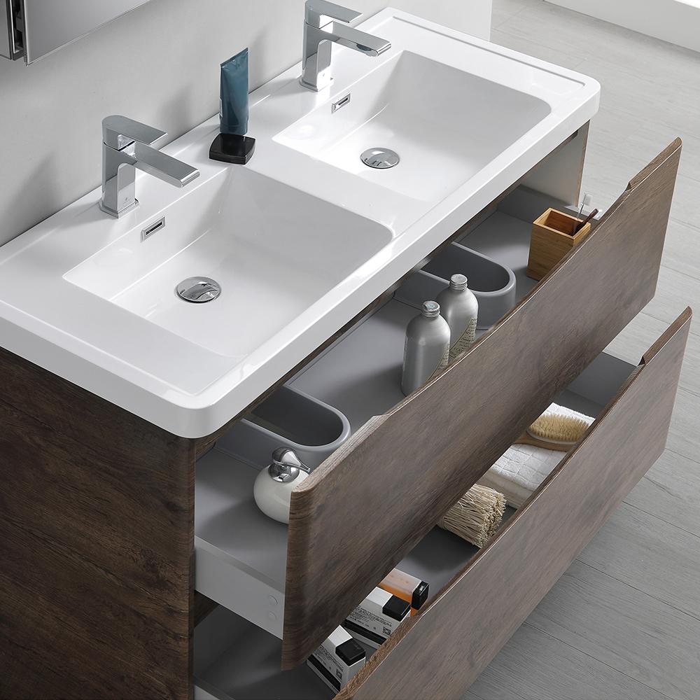 Fresca Tuscany 48" Rosewood Free Standing Double Sink Modern Bathroom Vanity w/ Medicine Cabinet