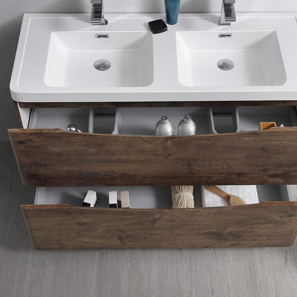 Fresca Tuscany 48" Rosewood Free Standing Double Sink Modern Bathroom Vanity w/ Medicine Cabinet