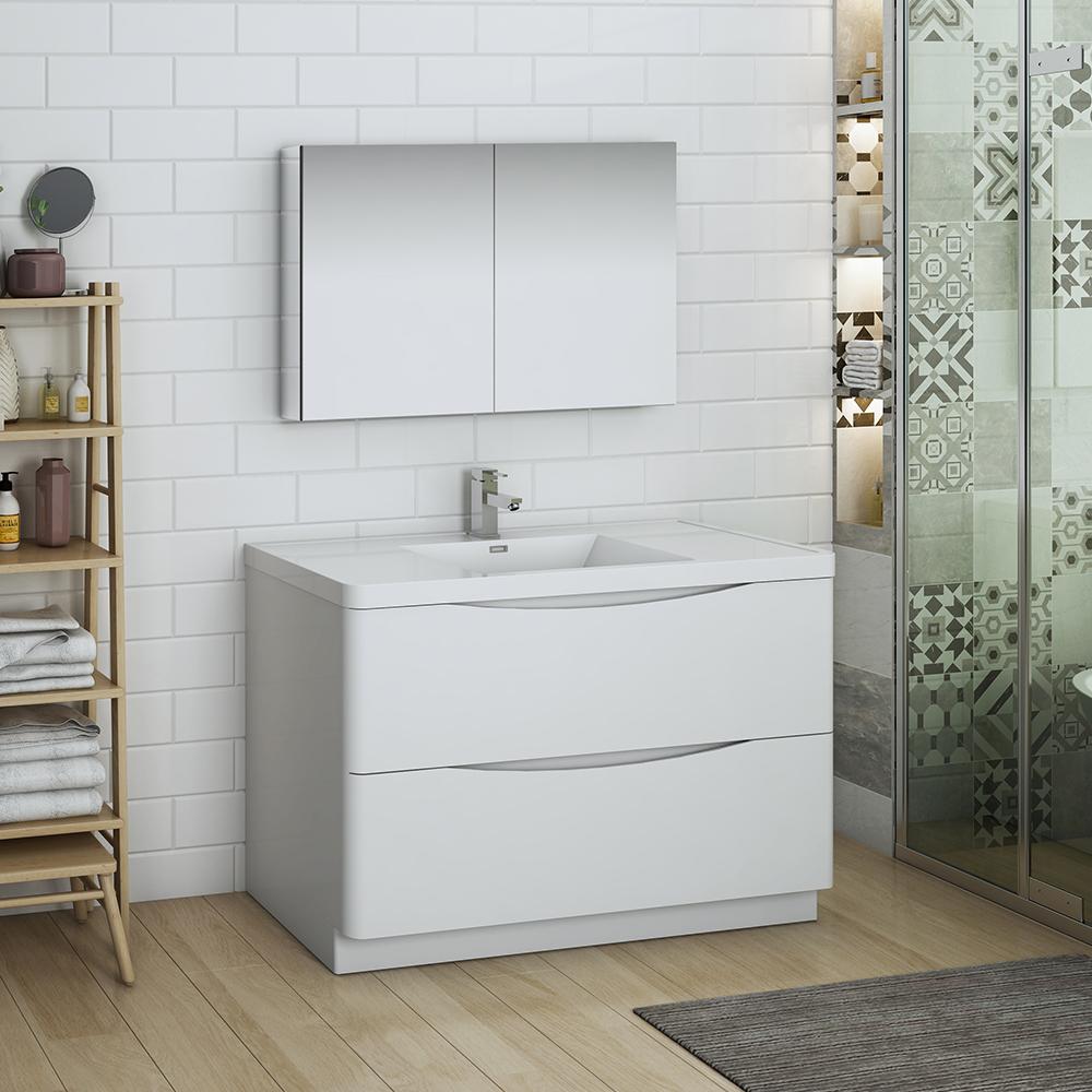 Fresca-Tuscany-48"-Glossy-White-Free-Standing-Modern-Bathroom-Vanity-w/-Medicine-Cabinet-(FVN9148WH)