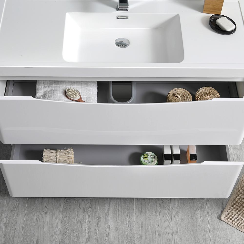 Fresca Tuscany 48" Glossy White Free Standing Modern Bathroom Vanity w/ Medicine Cabinet