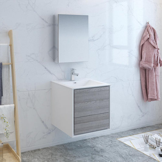 Fresca-Catania-24"-Glossy-Ash-Gray-Wall-Hung-Modern-Bathroom-Vanity-w/-Medicine-Cabinet-(FVN9224HA)