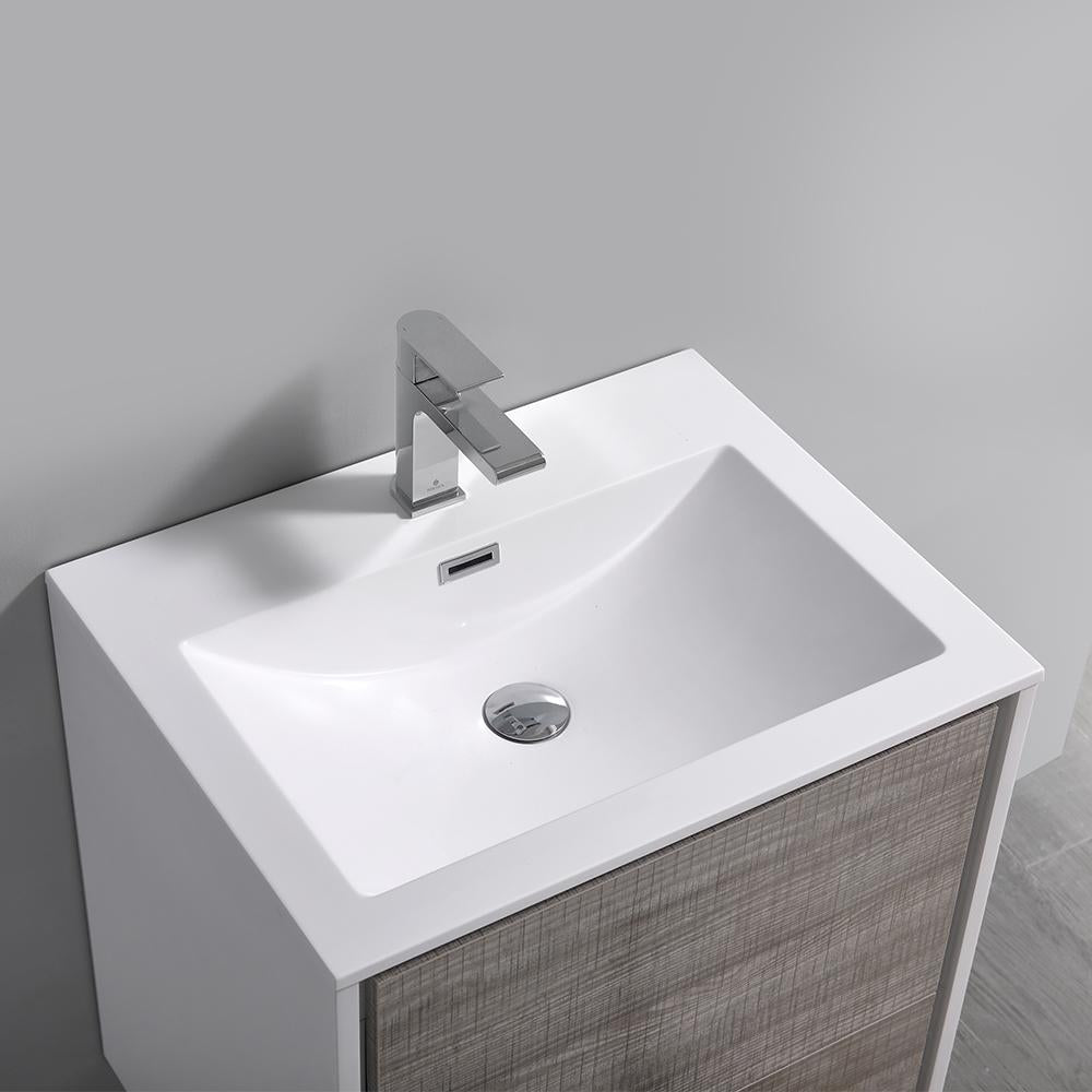 Fresca Catania 24" Glossy Ash Gray Wall Hung Modern Bathroom Vanity w/ Medicine Cabinet