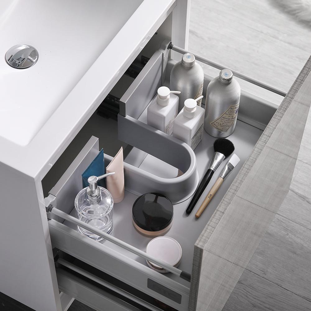 Fresca Catania 24" Glossy Ash Gray Wall Hung Modern Bathroom Vanity w/ Medicine Cabinet