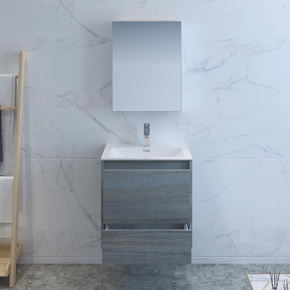 Fresca Catania 24" Ocean Gray Wall Hung Modern Bathroom Vanity w/ Medicine Cabinet