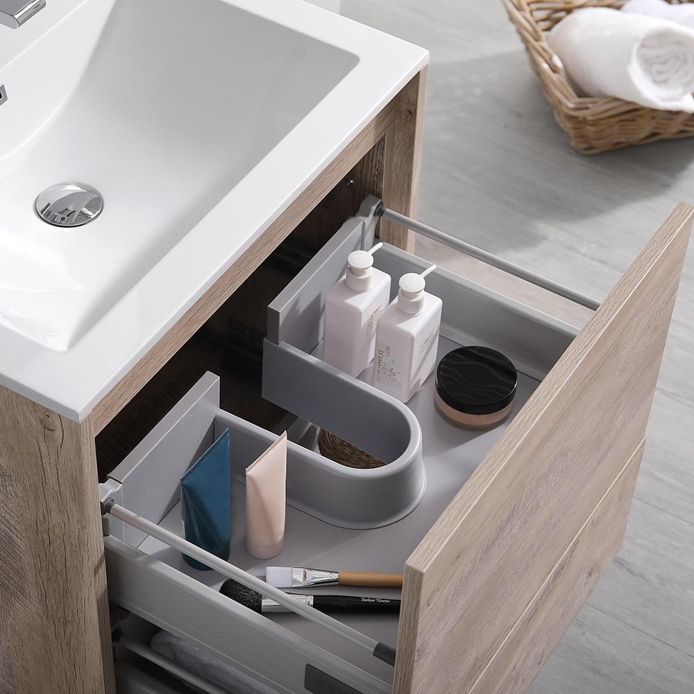 Fresca Catania 24" Rustic Natural Wood Wall Hung Modern Bathroom Vanity w/ Medicine Cabinet