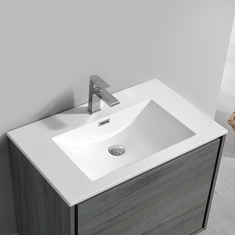 Fresca Catania 30" Ocean Gray Wall Hung Modern Bathroom Vanity w/ Medicine Cabinet