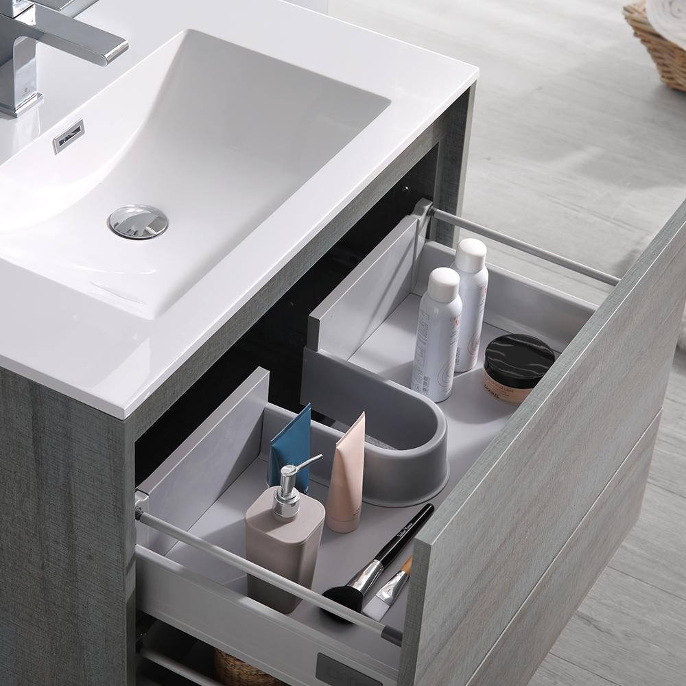 Fresca Catania 30" Ocean Gray Wall Hung Modern Bathroom Vanity w/ Medicine Cabinet