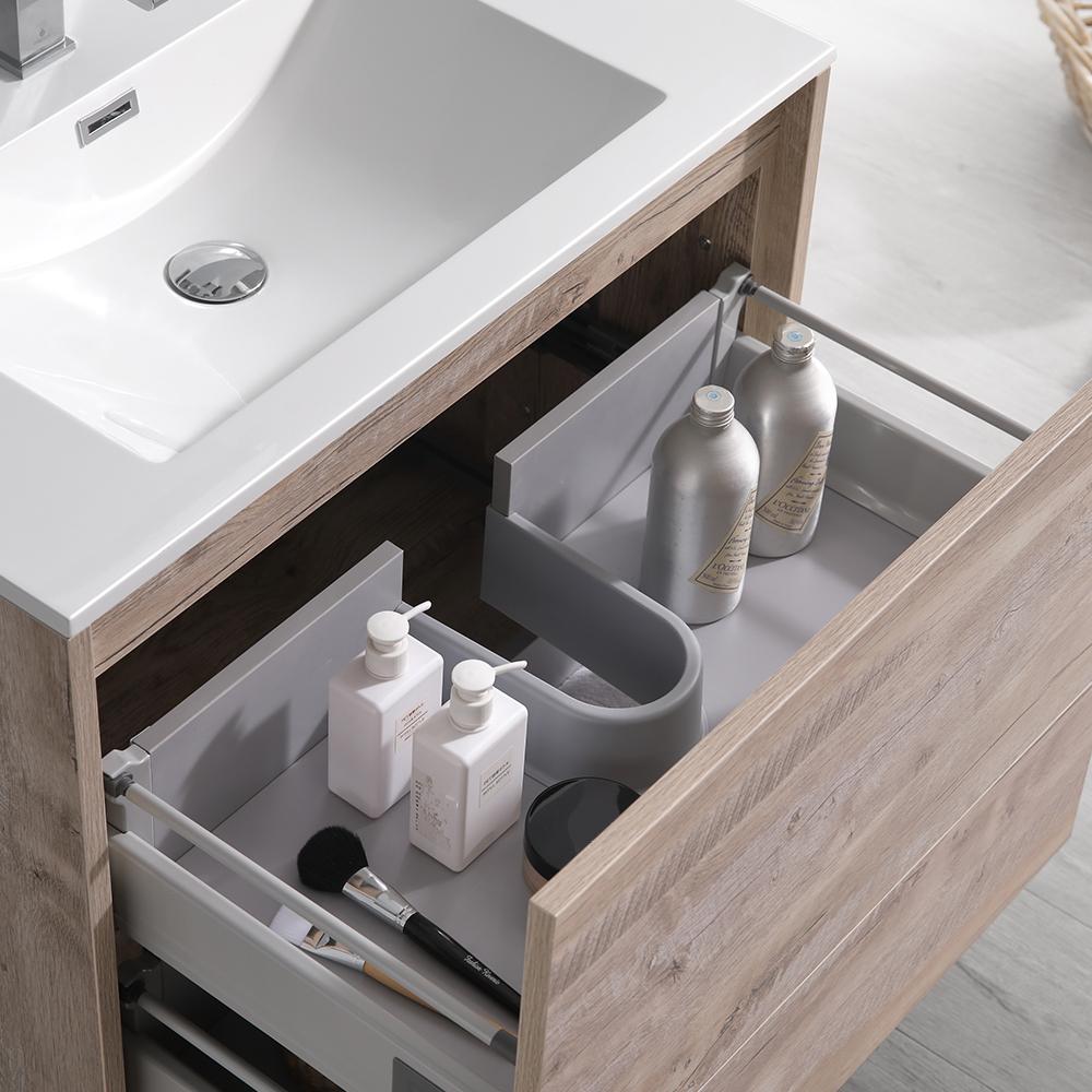 Fresca Catania 30" Rustic Natural Wood Wall Hung Modern Bathroom Vanity w/ Medicine Cabinet