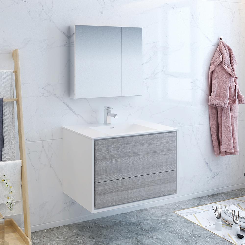 Fresca-Catania-36"-Glossy-Ash-Gray-Wall-Hung-Modern-Bathroom-Vanity-w/-Medicine-Cabinet-(FVN9236HA)