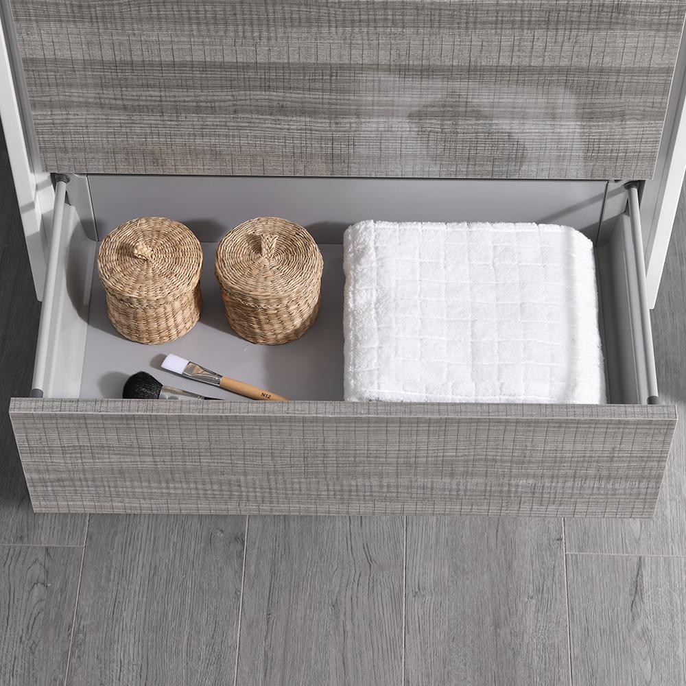 Fresca Catania 36" Glossy Ash Gray Wall Hung Modern Bathroom Vanity w/ Medicine Cabinet
