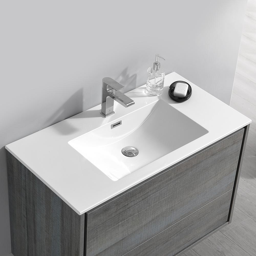 Fresca Catania 36" Ocean Gray Wall Hung Modern Bathroom Vanity w/ Medicine Cabinet