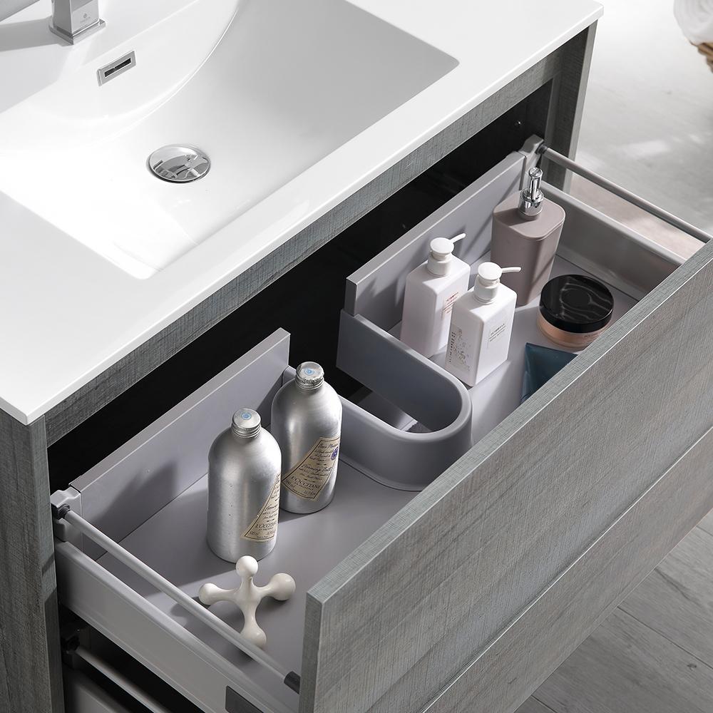 Fresca Catania 36" Ocean Gray Wall Hung Modern Bathroom Vanity w/ Medicine Cabinet