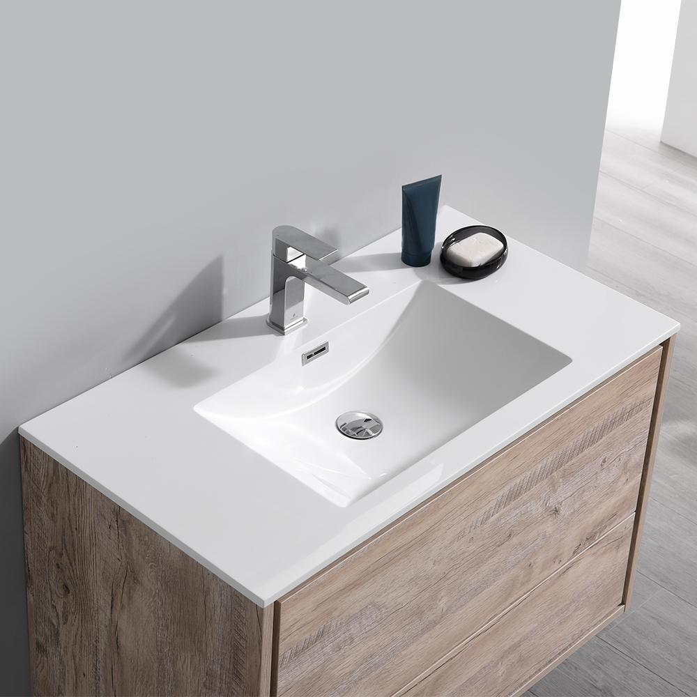 Fresca Catania 36" Rustic Natural Wood Wall Hung Modern Bathroom Vanity w/ Medicine Cabinet