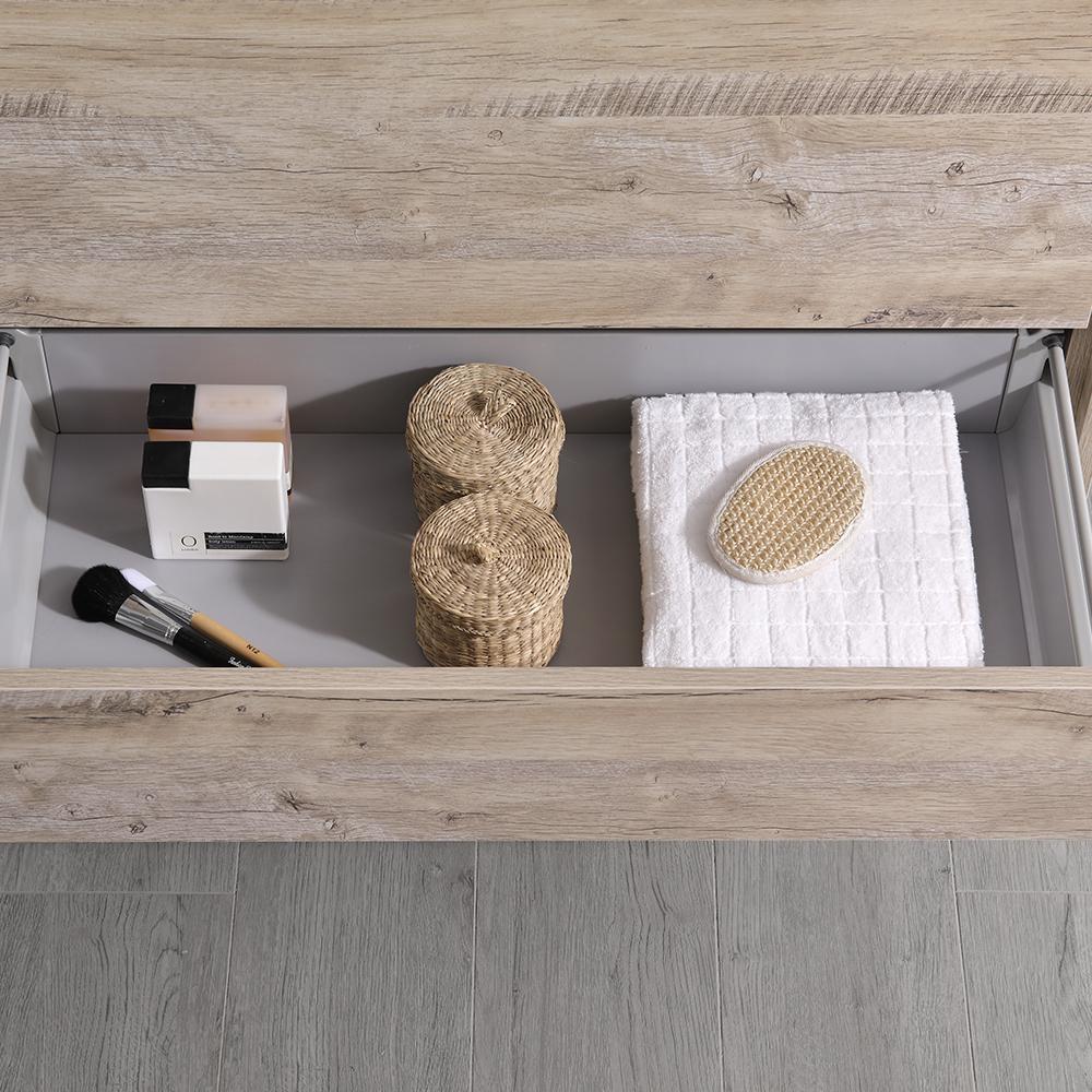Fresca Catania 36" Rustic Natural Wood Wall Hung Modern Bathroom Vanity w/ Medicine Cabinet
