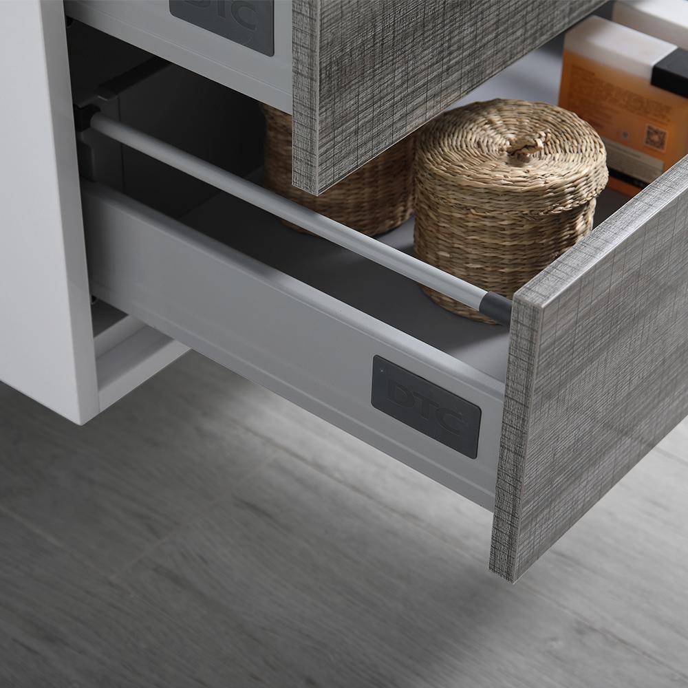 Fresca Catania 48" Glossy Ash Gray Wall Hung Double Sink Modern Bathroom Vanity w/ Medicine Cabinet