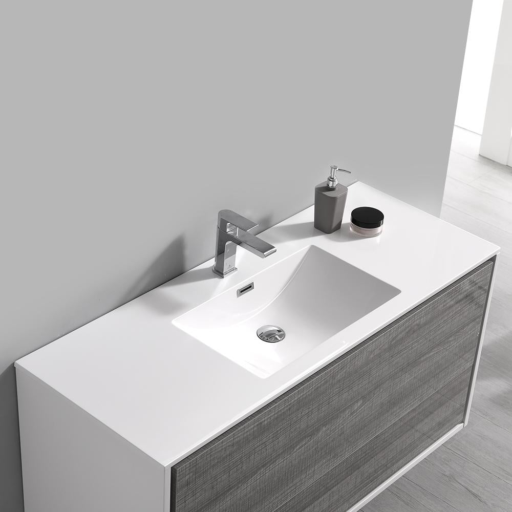 Fresca Catania 48" Glossy Ash Gray Wall Hung Modern Bathroom Vanity w/ Medicine Cabinet