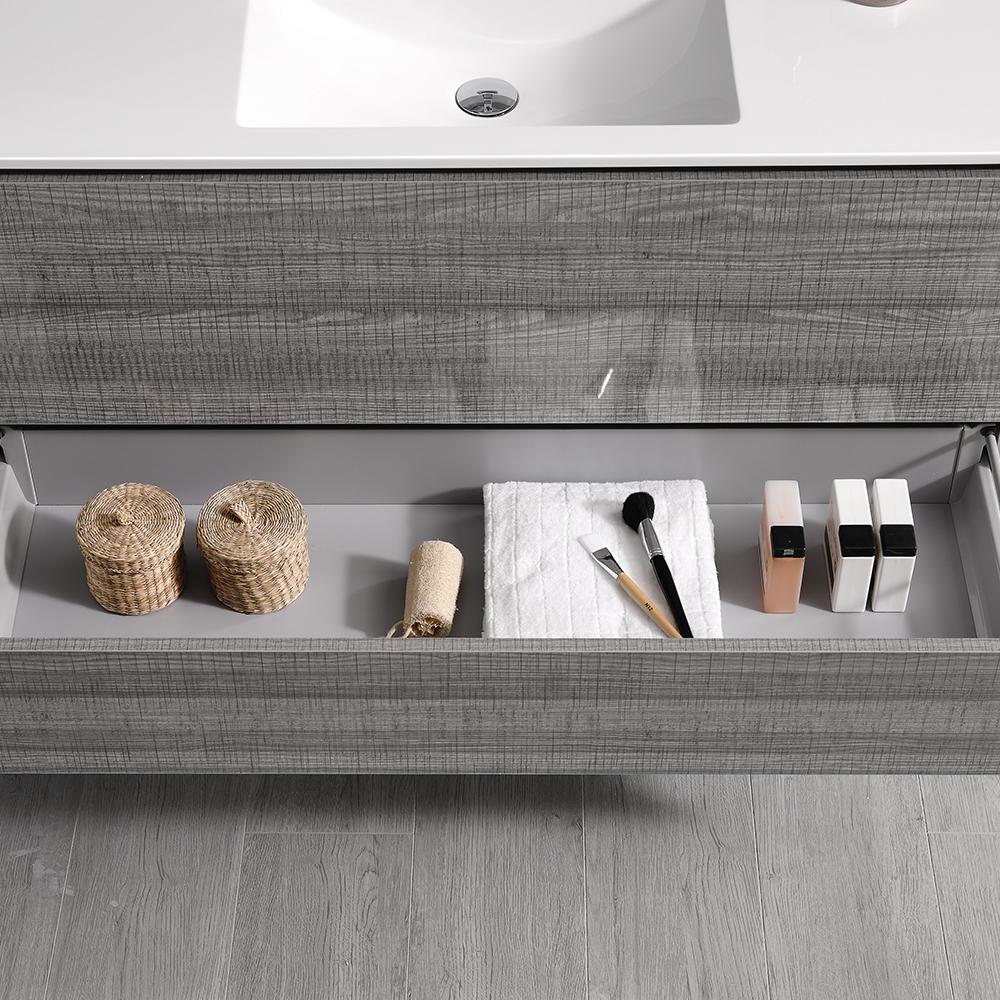 Fresca Catania 48" Glossy Ash Gray Wall Hung Modern Bathroom Vanity w/ Medicine Cabinet
