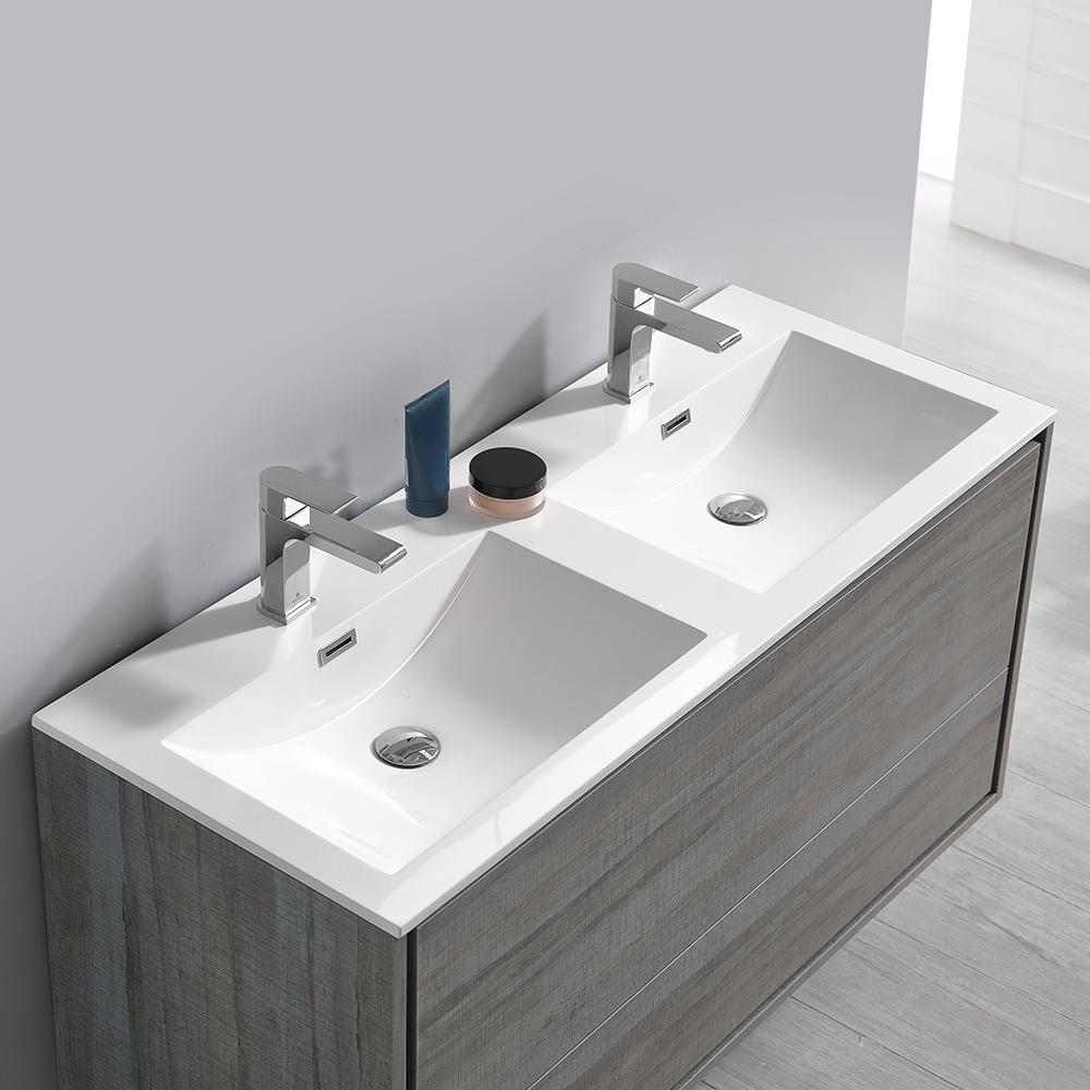 Fresca Catania 48" Ocean Gray Wall Hung Double Sink Modern Bathroom Vanity w/ Medicine Cabinet