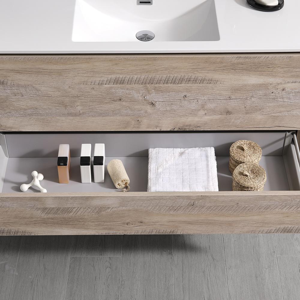 Fresca Catania 48" Rustic Natural Wood Wall Hung Modern Bathroom Vanity w/ Medicine Cabinet