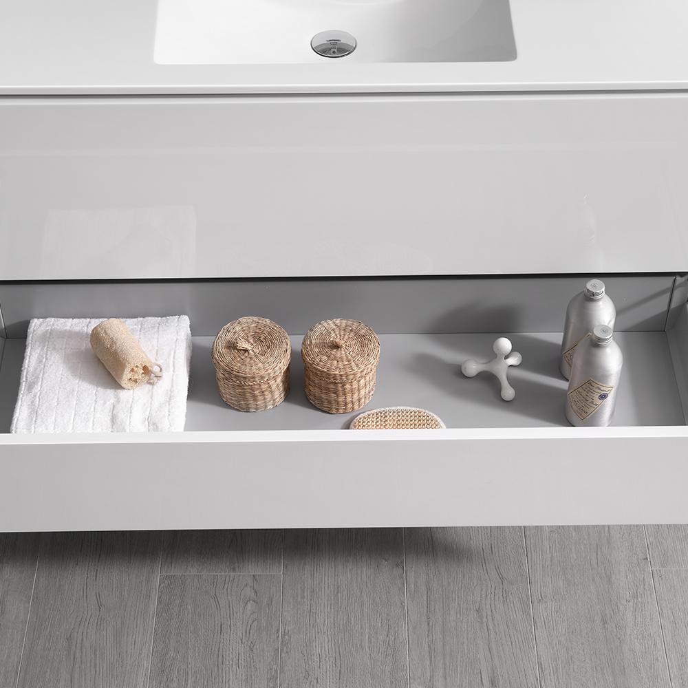 Fresca Catania 48" Glossy White Wall Hung Modern Bathroom Vanity w/ Medicine Cabinet