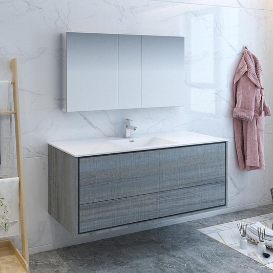 Fresca-Catania-60"-Ocean-Gray-Wall-Hung-Single-Sink-Modern-Bathroom-Vanity-w/-Medicine-Cabinet-(FVN9260OG-S)