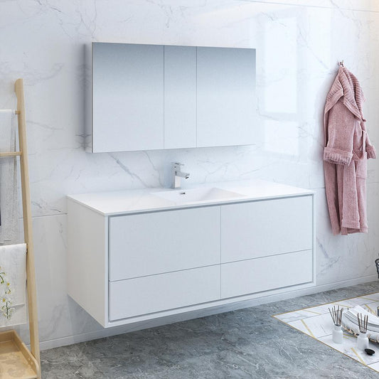 Fresca-Catania-60"-Glossy-White-Wall-Hung-Single-Sink-Modern-Bathroom-Vanity-w/-Medicine-Cabinet-(FVN9260WH-S)