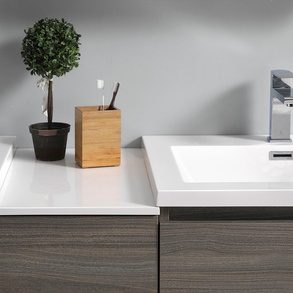 Fresca Lazzaro 60" Gray Wood Free Standing Double Sink Modern Bathroom Vanity w/ Medicine Cabinet
