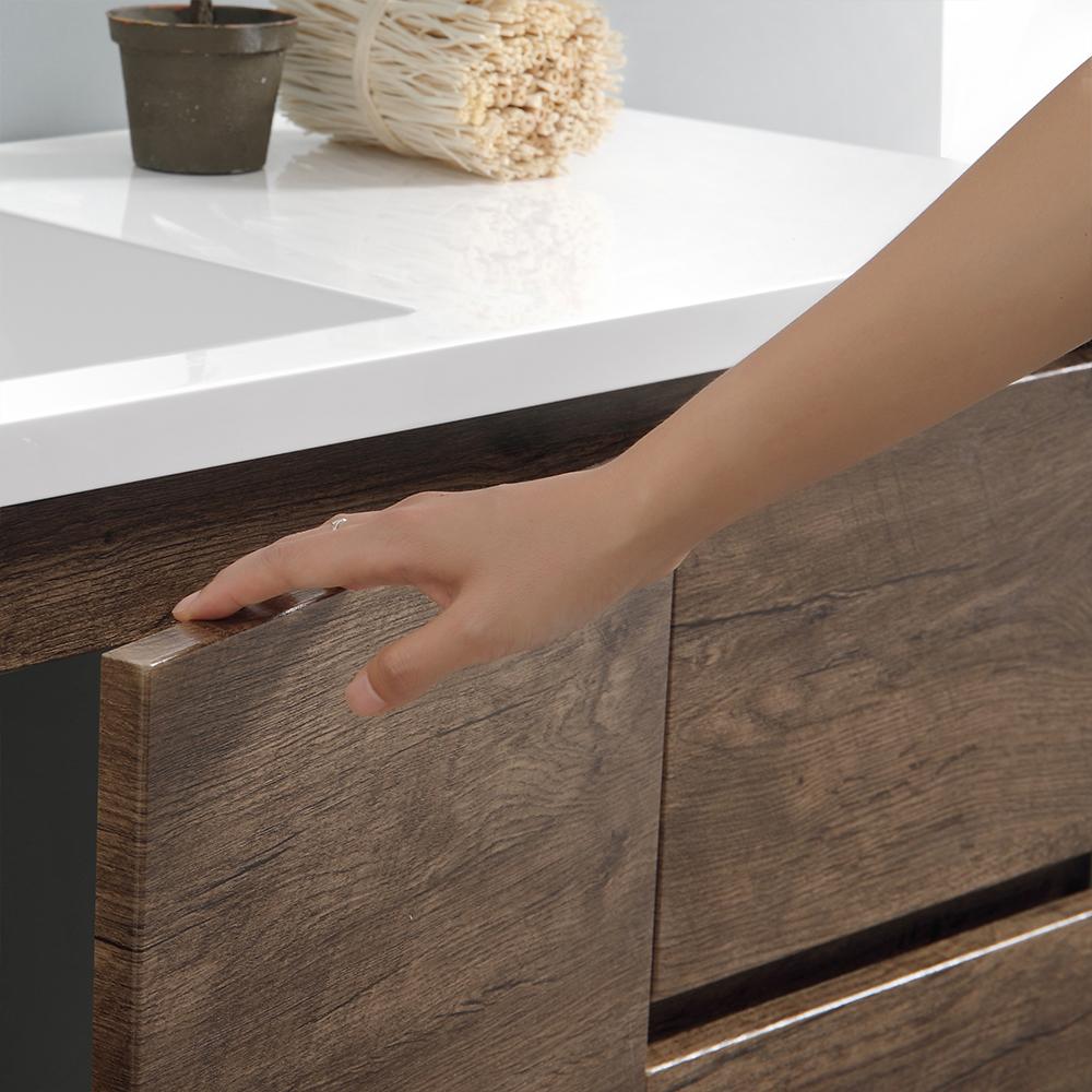 Fresca Lazzaro 60" Rosewood Free Standing Double Sink Modern Bathroom Vanity w/ Medicine Cabinet