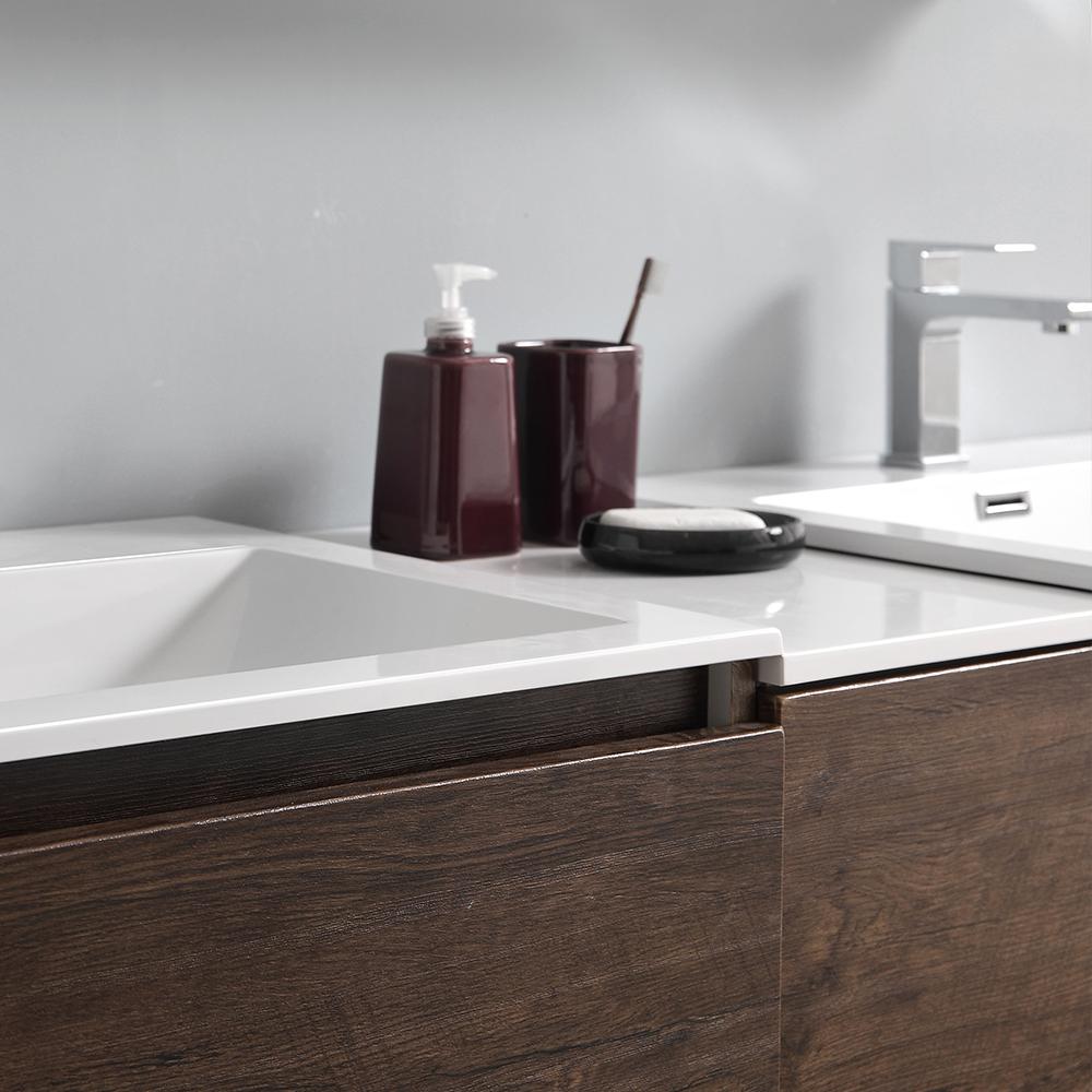 Fresca Lazzaro 60" Rosewood Free Standing Double Sink Modern Bathroom Vanity w/ Medicine Cabinet