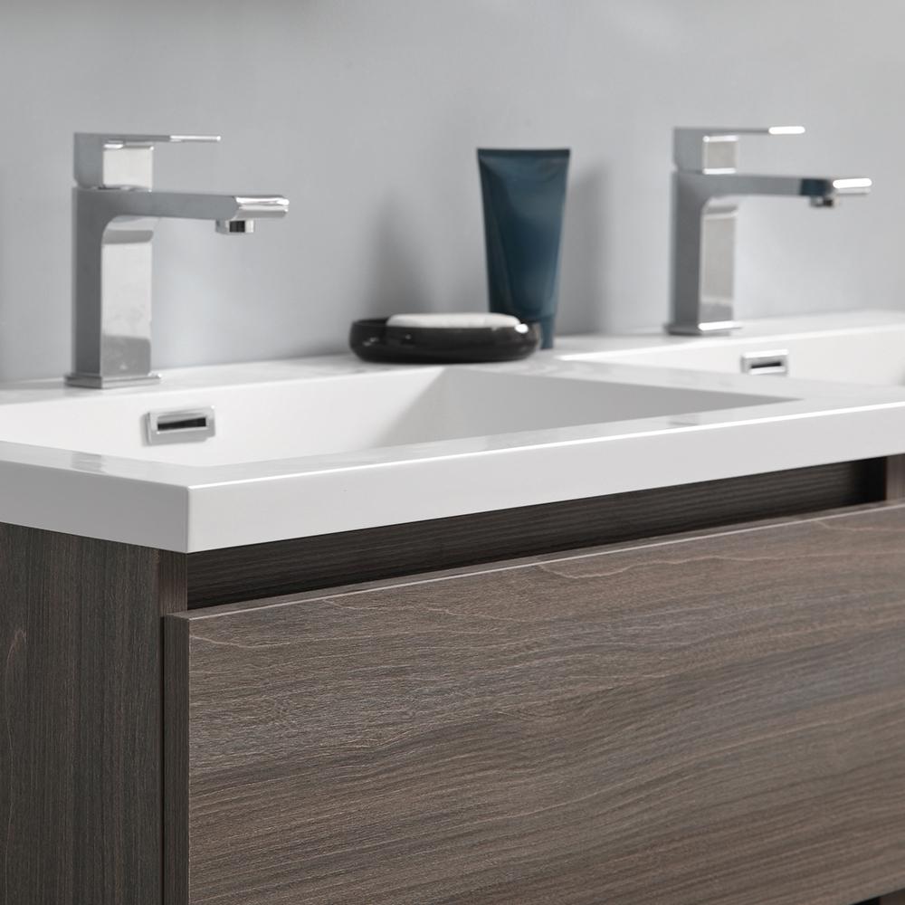 Fresca Lazzaro 48" Gray Wood Free Standing Double Sink Modern Bathroom Vanity w/ Medicine Cabinet