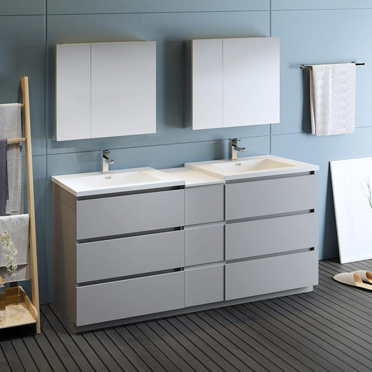 Fresca-Lazzaro-72"-Gray-Free-Standing-Double-Sink-Modern-Bathroom-Vanity-w/-Medicine-Cabinet-(FVN93-301230GR-D)