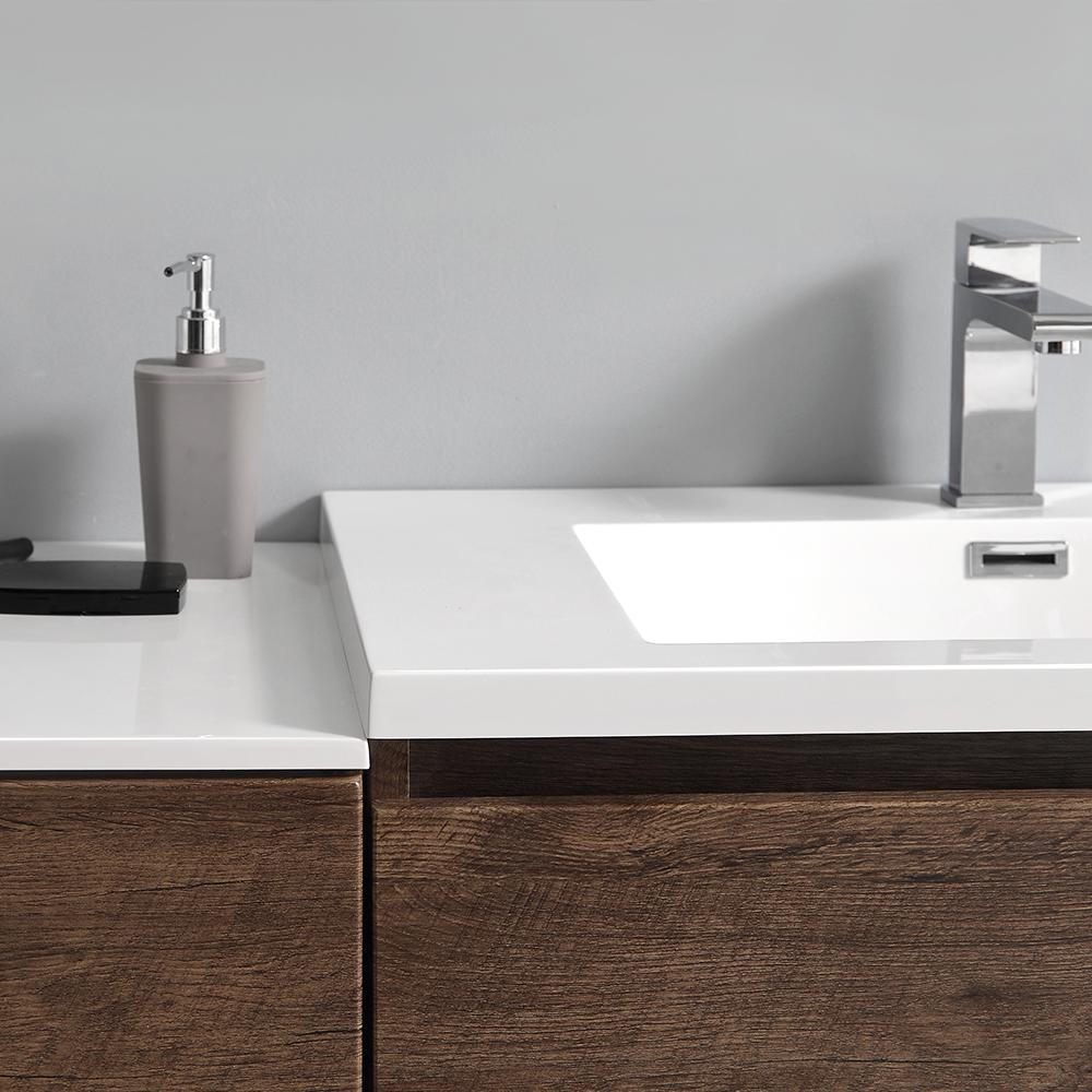 Fresca Lazzaro 72" Rosewood Free Standing Double Sink Modern Bathroom Vanity w/ Medicine Cabinet