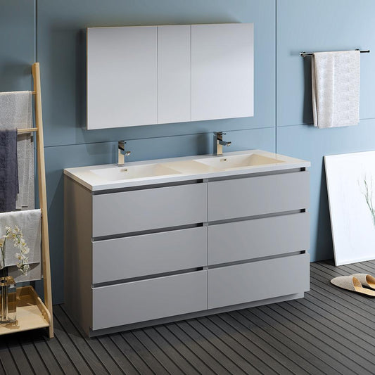 Fresca-Lazzaro-60"-Gray-Free-Standing-Double-Sink-Modern-Bathroom-Vanity-w/-Medicine-Cabinet-(FVN93-3030GR-D)