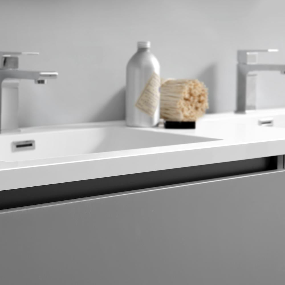Fresca Lazzaro 60" Gray Free Standing Double Sink Modern Bathroom Vanity w/ Medicine Cabinet