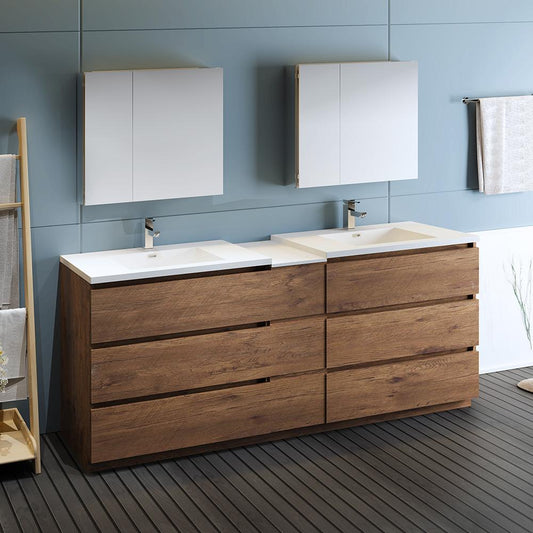 Fresca-Lazzaro-84"-Rosewood-Free-Standing-Double-Sink-Modern-Bathroom-Vanity-w/-Medicine-Cabinet-(FVN93-361236RW-D)