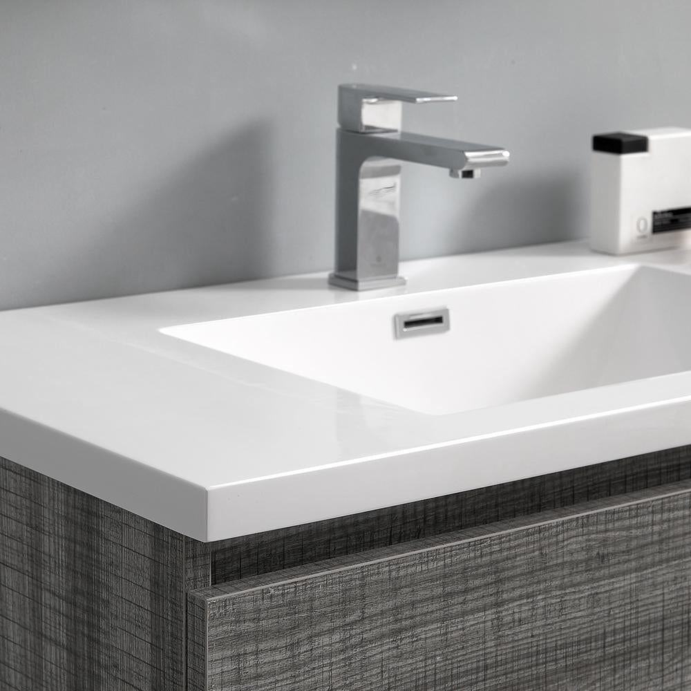 Fresca Lazzaro 72" Glossy Ash Gray Free Standing Double Sink Modern Bathroom Vanity w/ Medicine Cabinet