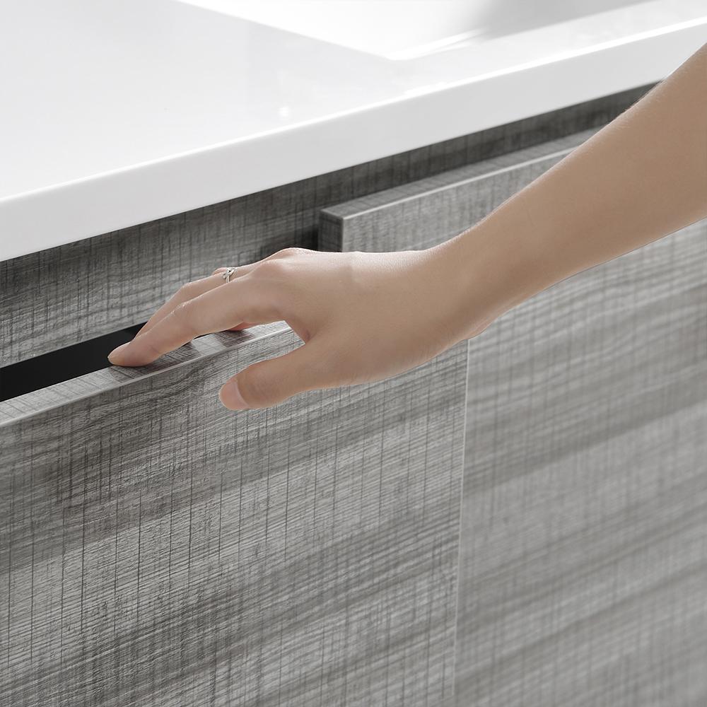 Fresca Lazzaro 72" Glossy Ash Gray Free Standing Double Sink Modern Bathroom Vanity w/ Medicine Cabinet